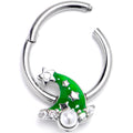 BodyCandy 16G 3/8 Clear Gem Santa Hat Stars Green Hinged Segment Ring — main product shot