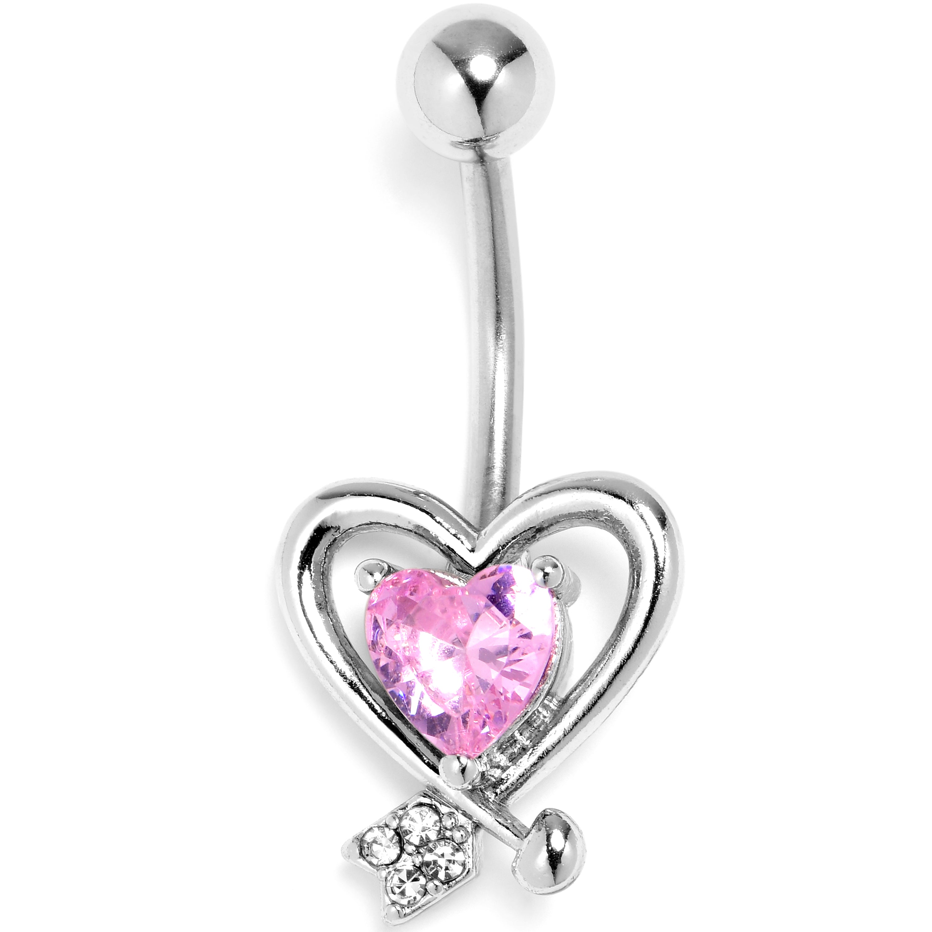BodyCandy Pink CZ Gem Wrapped In Heart Belly Ring — main product shot