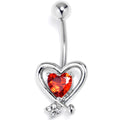 BodyCandy Red CZ Gem Wrapped In Heart Belly Ring — main product shot