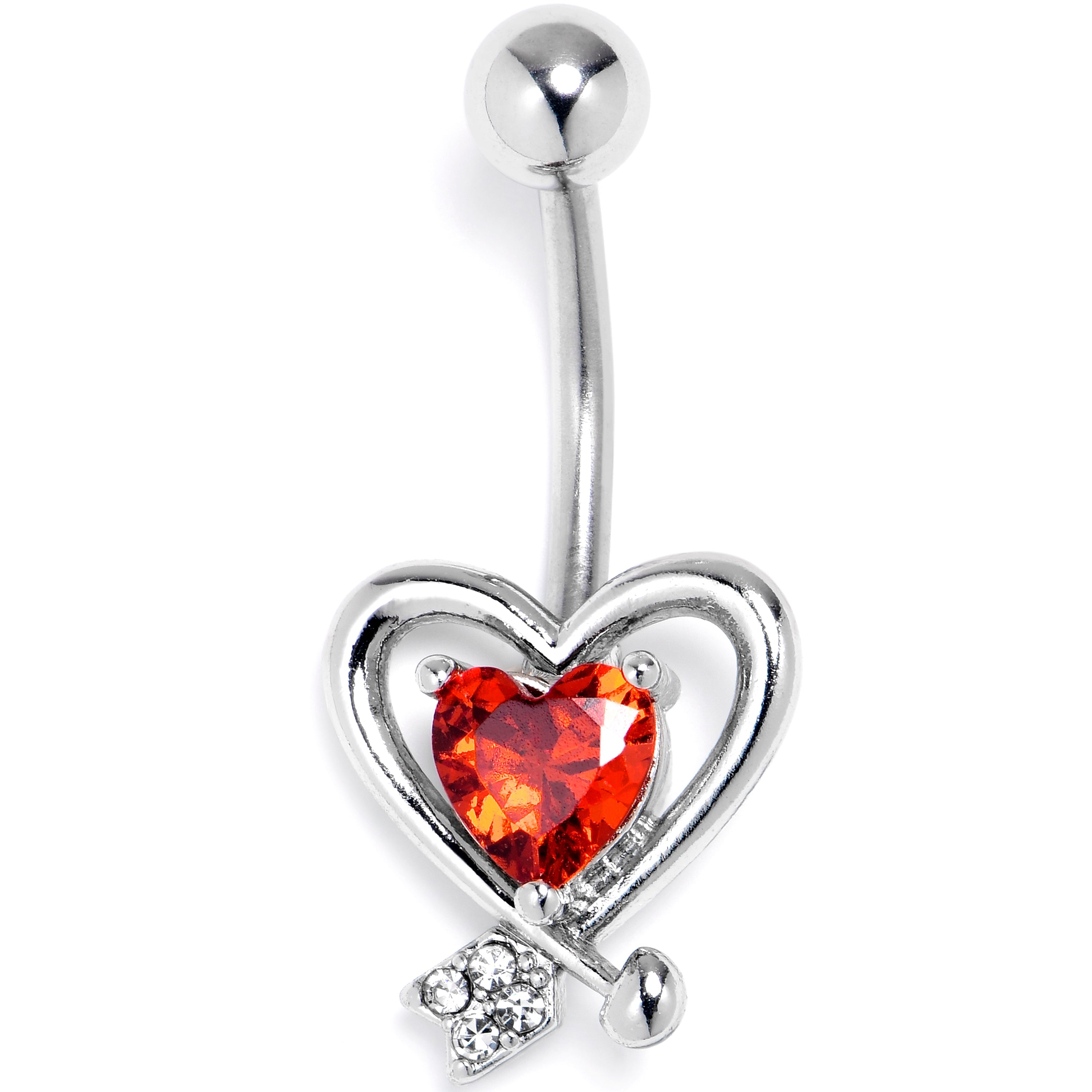 BodyCandy Red CZ Gem Wrapped In Heart Belly Ring — main product shot