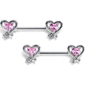 BodyCandy 14G 9/16 Pink CZ Gem Wrapped In Heart Barbell Nipple Ring Set — main product shot