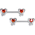 BodyCandy 14G 9/16 Red CZ Gem Wrapped In Heart Barbell Nipple Ring Set — main product shot