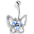 BodyCandy Clear Gem Fabulous Butterfly Blue Belly Ring — main product shot