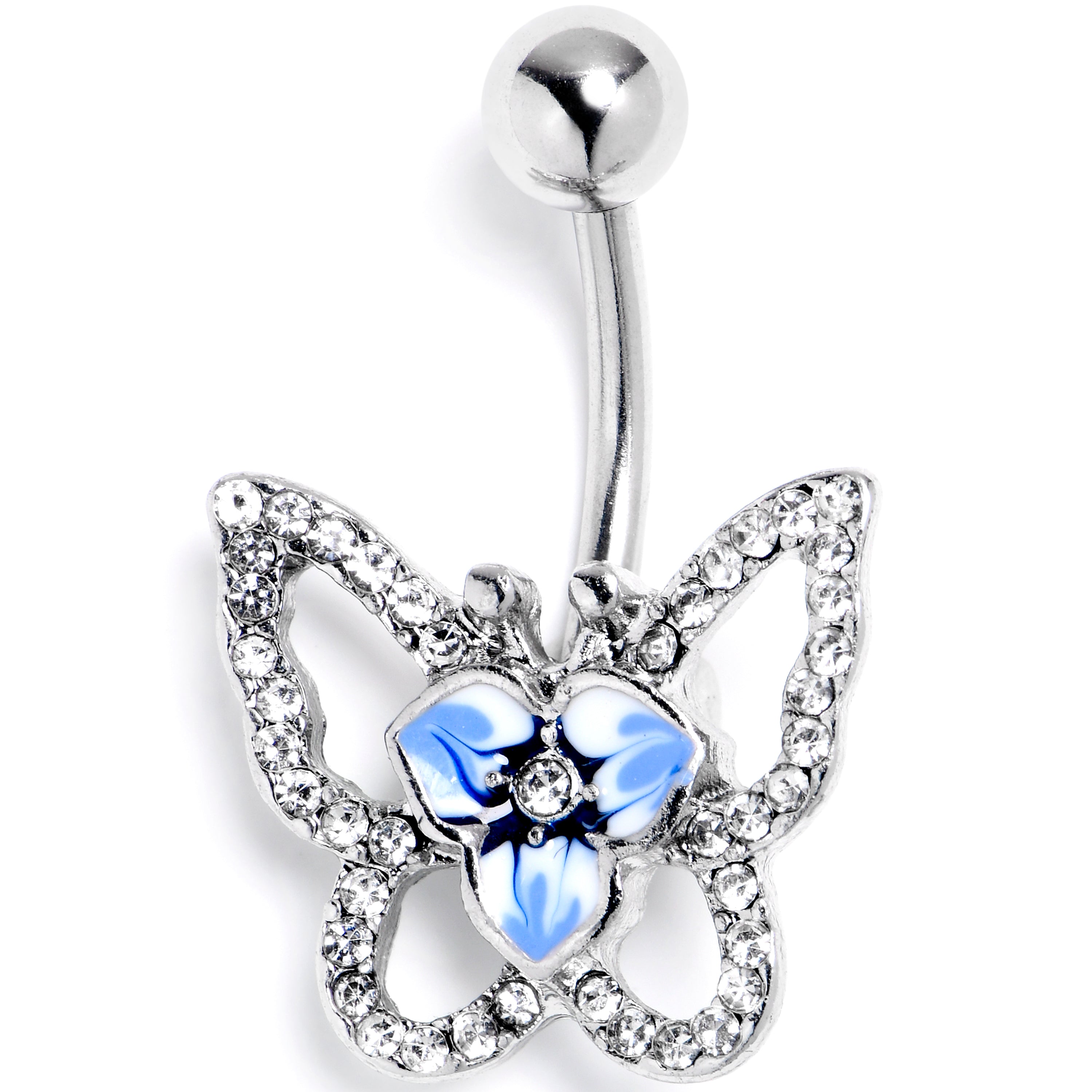 BodyCandy Clear Gem Fabulous Butterfly Blue Belly Ring — main product shot