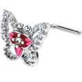 BodyCandy 20G 7mm Clear Gem Fabulous Butterfly Pink L Shape Nose Ring — main product shot