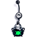 BodyCandy Clear Gem Black Triple Moon Cauldron Dangle Belly Ring — main product shot