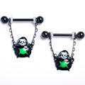 BodyCandy 14G 9/16 Black Triple Moon Cauldron Dangle Nipple Ring Set — main product shot