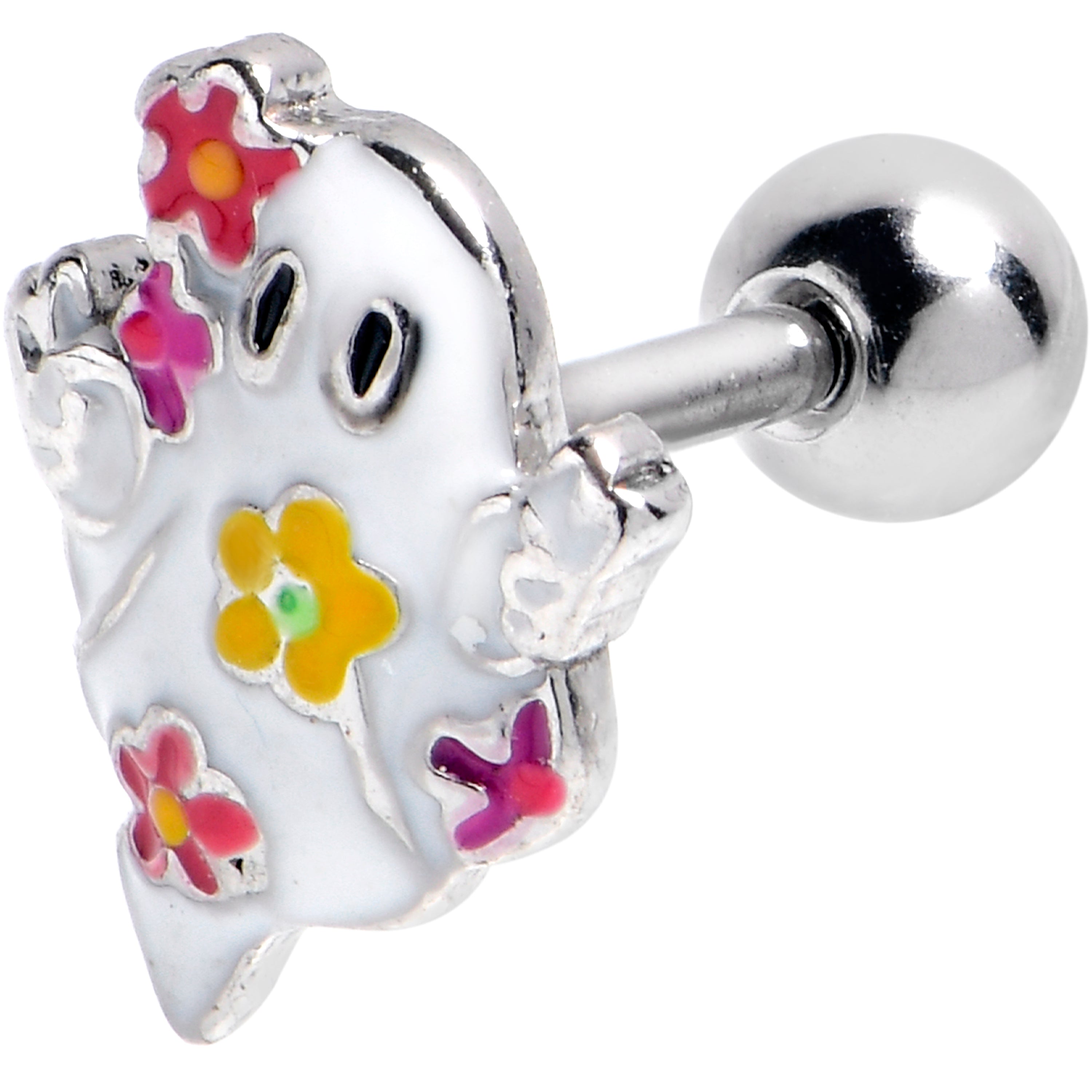 BodyCandy 16G 1/4 Floral Ghost Halloween Cartilage Tragus Earring — main product shot