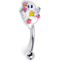 BodyCandy 16G 5/16 Floral Ghost Halloween Curved Eyebrow Ring — main product shot