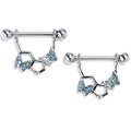 BodyCandy 14G 9/16 Blue Gem Hexagon Butterfly Dangle Nipple Ring Set — main product shot