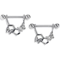BodyCandy 14G 9/16 Clear Gem Hexagon Butterfly Dangle Nipple Ring Set — main product shot