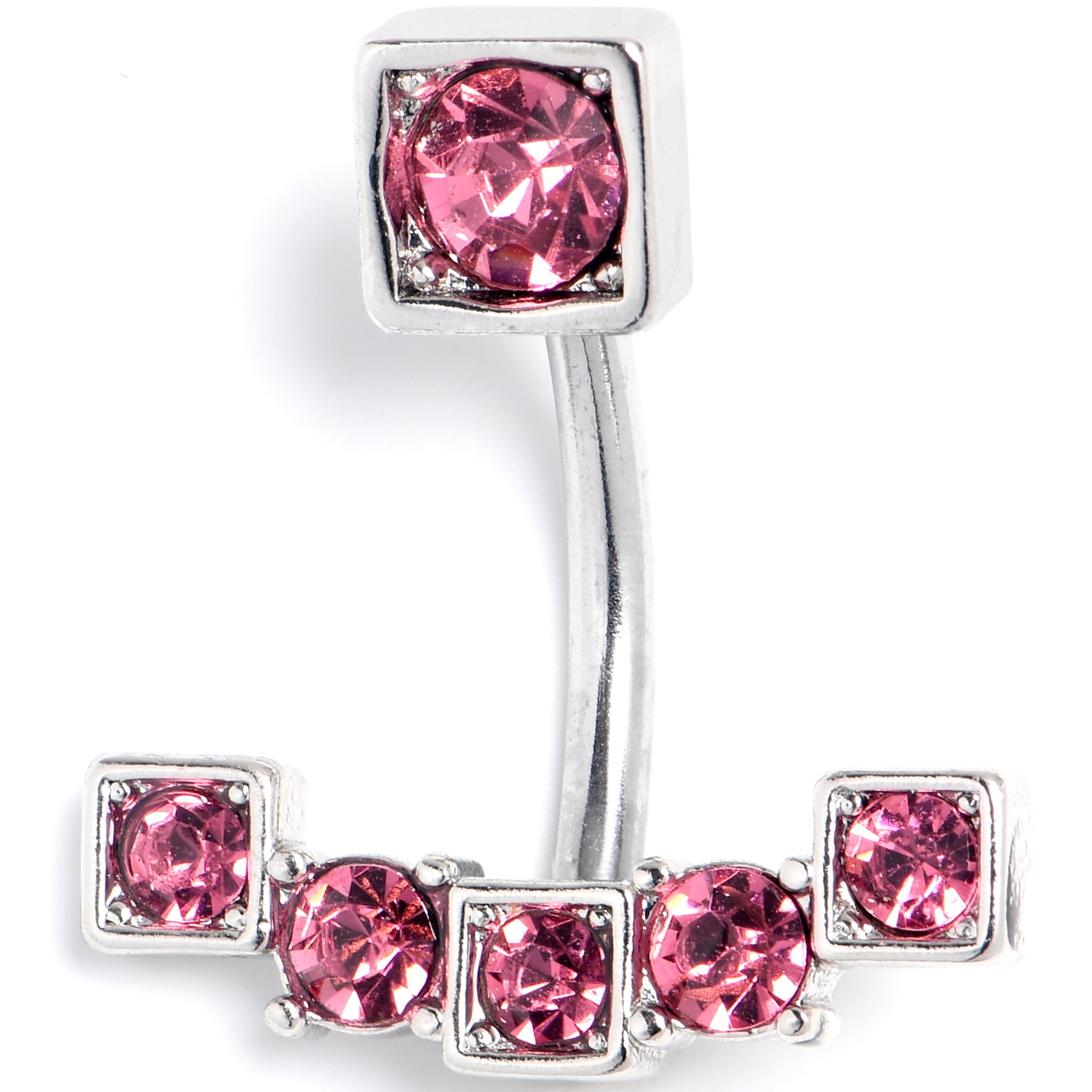 BodyCandy Pink Gem Blocky Arch Double Mount Belly Ring — main product shot