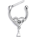 BodyCandy 16G 5/16 Clear CZ Gem Asymmetrical Heart Dangle Cartilage Clicker — main product shot