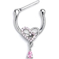 BodyCandy 16G 5/16 Pink CZ Gem Asymmetrical Heart Dangle Cartilage Clicker — main product shot