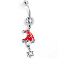 BodyCandy Clear Gem Santa Hat Stars Red Dangle Belly Ring — main product shot
