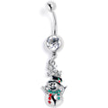 BodyCandy Red Clear Green Gem Opulent Snowman Holiday Dangle Belly Ring — main product shot