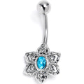 BodyCandy Clear Blue Gem Blooming Beauty Flower Belly Ring — main product shot