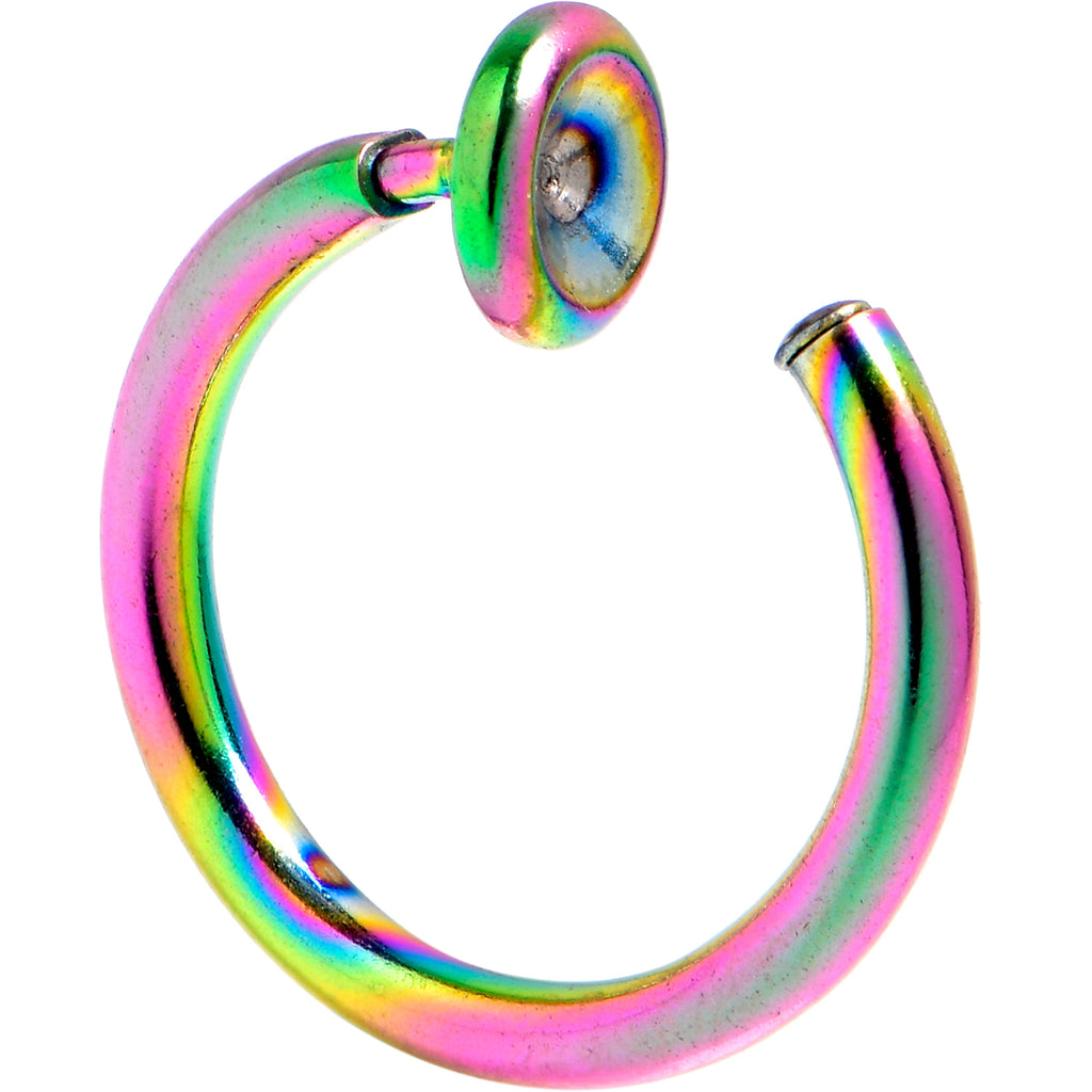 BodyCandy Rainbow Clip On Fake Nose Ring — side view