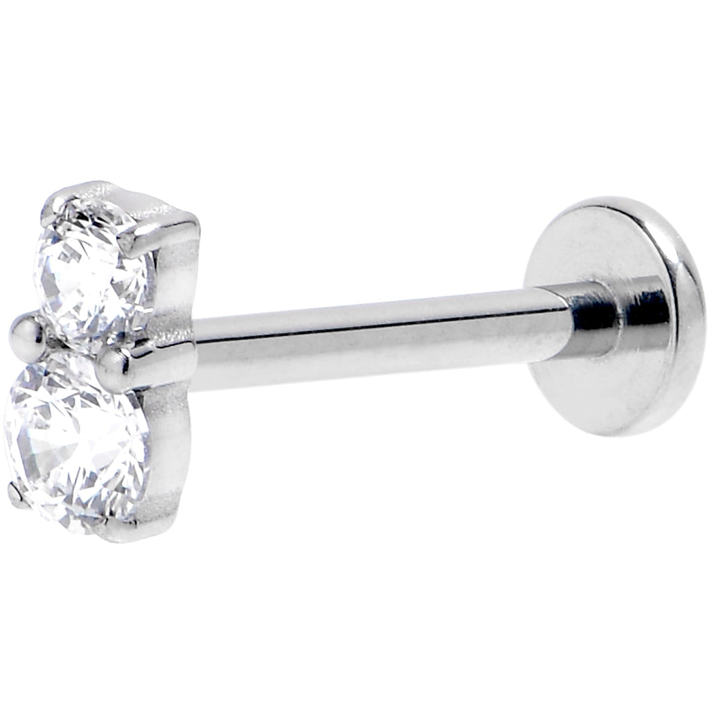 BodyCandy 16G 3/8 Clear Gem G23 Titanium Threadless Push In Labret Tragus — main product shot