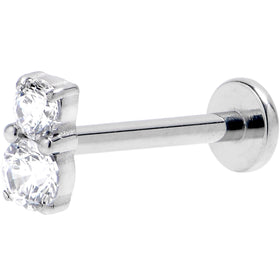 16G 3/8 Clear Gem G23 Titanium Threadless Push In Labret Tragus