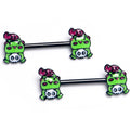 BodyCandy 14G 9/16 Witch Frog Skull Halloween Straight Barbell Niplle Ring Set — main product shot