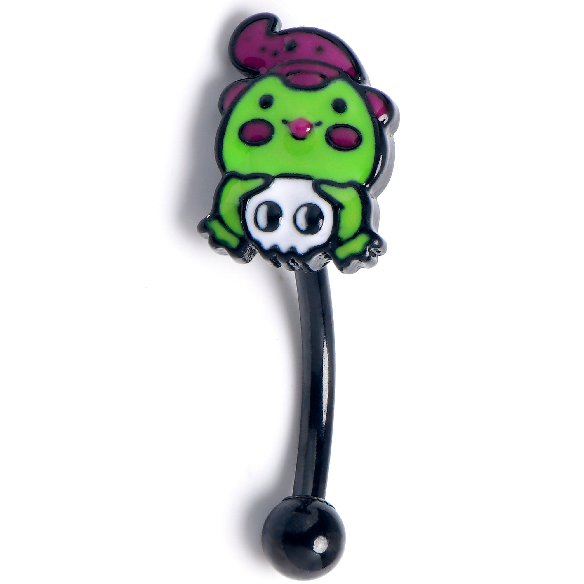 BodyCandy 16G 5/6 Witch Frog Skull Halloween Curved Eyebrow Ring — main product shot