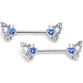BodyCandy 14G 9/16 Clear Gem Fabulous Butterfly Blue Barbell Nipple Ring Set — main product shot