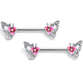 BodyCandy 14G 9/16 Clear Gem Fabulous Butterfly Pink Barbell Nipple Ring Set — main product shot