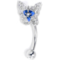 BodyCandy 16G 5/16 Clear Gem Fabulous Butterfly Blue Curved Eyebrow Ring — main product shot