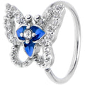 BodyCandy 20G 5/16 Clear Gem Fabulous Butterfly Blue Nose Hoop — main product shot