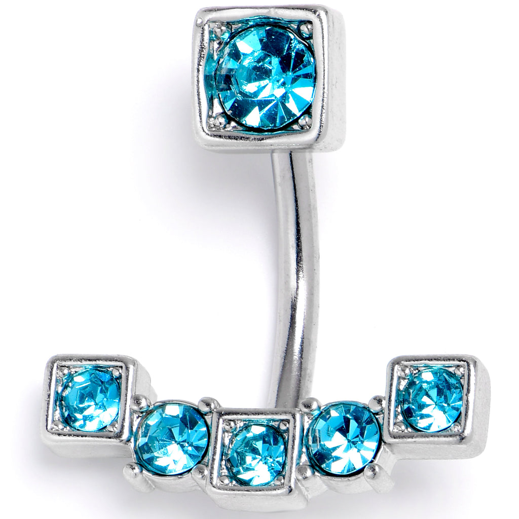 BodyCandy Blue CZ Gem Blocky Arch Double Mount Belly Ring — main product shot