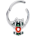 BodyCandy 16G 3/8 Green Red Gem Holiday Abstract Heart Hinged Segment Ring — main product shot