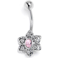 BodyCandy Clear Pink Gem Blooming Beauty Flower Belly Ring — main product shot