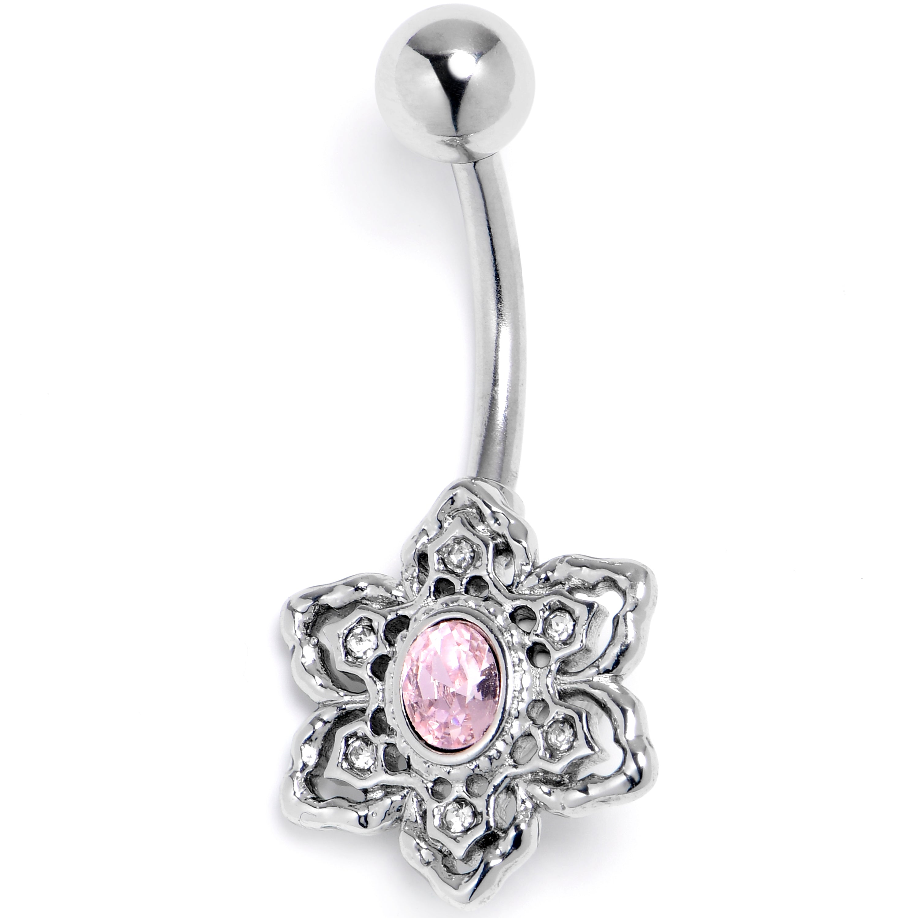 BodyCandy Clear Pink Gem Blooming Beauty Flower Belly Ring — main product shot