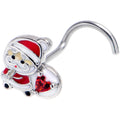 BodyCandy 20G 7mm Red Gem Santa Bag Heart Holiday Left Side Nose Screw — main product shot