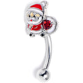 BodyCandy 16G 5/16 Red Gem Santa Bag Heart Holiday Curved Eyebrow Ring — main product shot