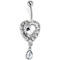 BodyCandy Clear Gem Double Heart Drama Dangle Belly Ring — main product shot