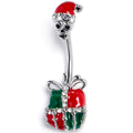 BodyCandy Clear Gem Santa Hat Skull Gift Hand Double Mount Belly Ring — main product shot