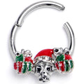 BodyCandy 16G 3/8 Clear Gem Santa Hat Skull Gifts Hinged Segment Ring — main product shot