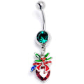 BodyCandy Red Green Gem Festive Holiday Ornament Dangle Belly Ring — main product shot