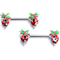 BodyCandy 14G 9/16 Red Gem Festive Holiday Ornament Barbell Nipple Ring Set — main product shot
