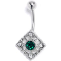 BodyCandy Clear Green Gem Retro Beauty Style Rhombus Belly Ring — main product shot