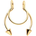 BodyCandy Gold Tone Horseshoe Cone Barbell Fake Nose Ring Nipple and Clip on Earring — main product shot