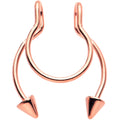 BodyCandy Rose Gold Tone Horseshoe Cone Barbell Fake Nose Ring Nipple and Clip on Earring — main product shot