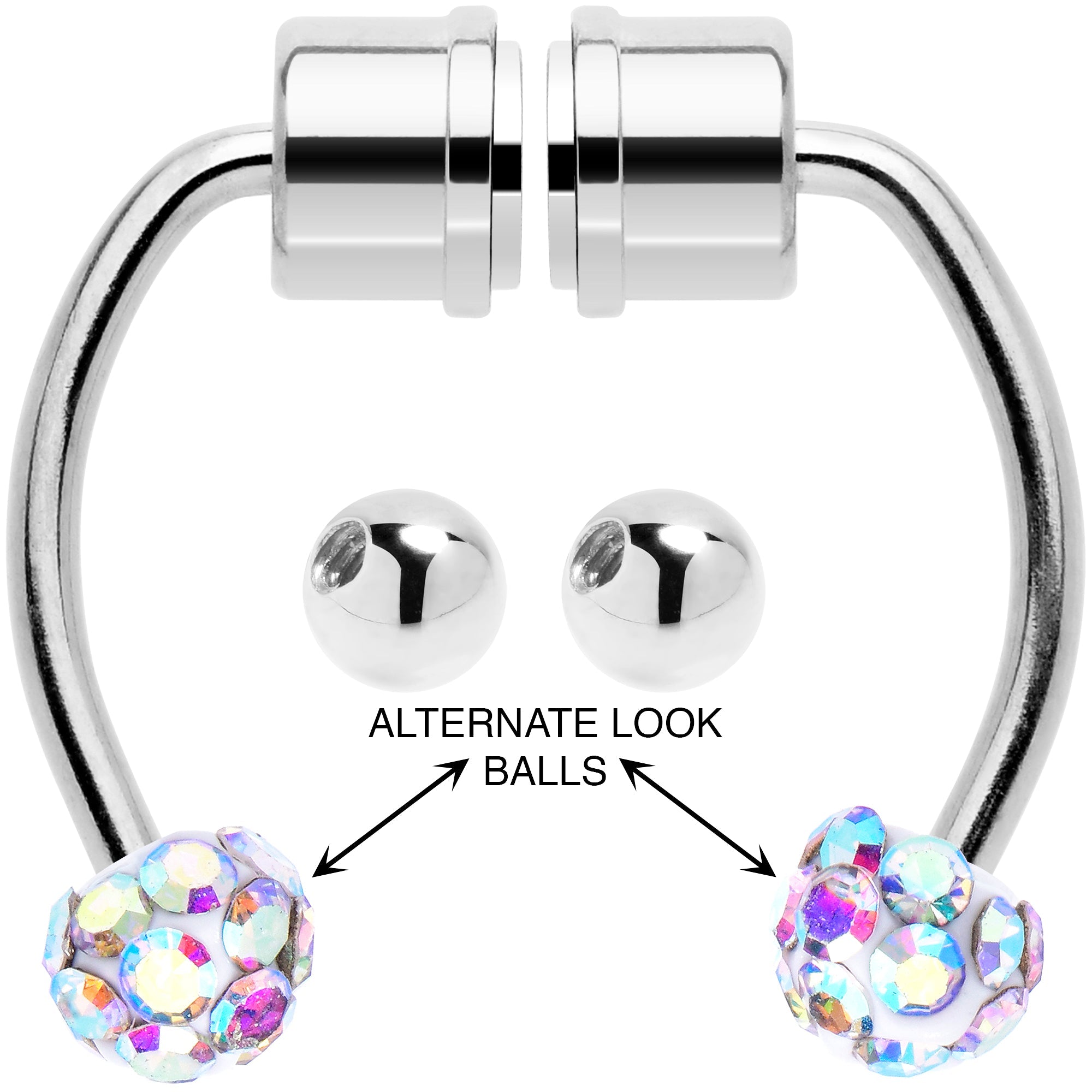 BodyCandy Aurora Gem Magnetic Septum Ring Horseshoe Non-Pierced Fake Nose Ring Set — main product shot