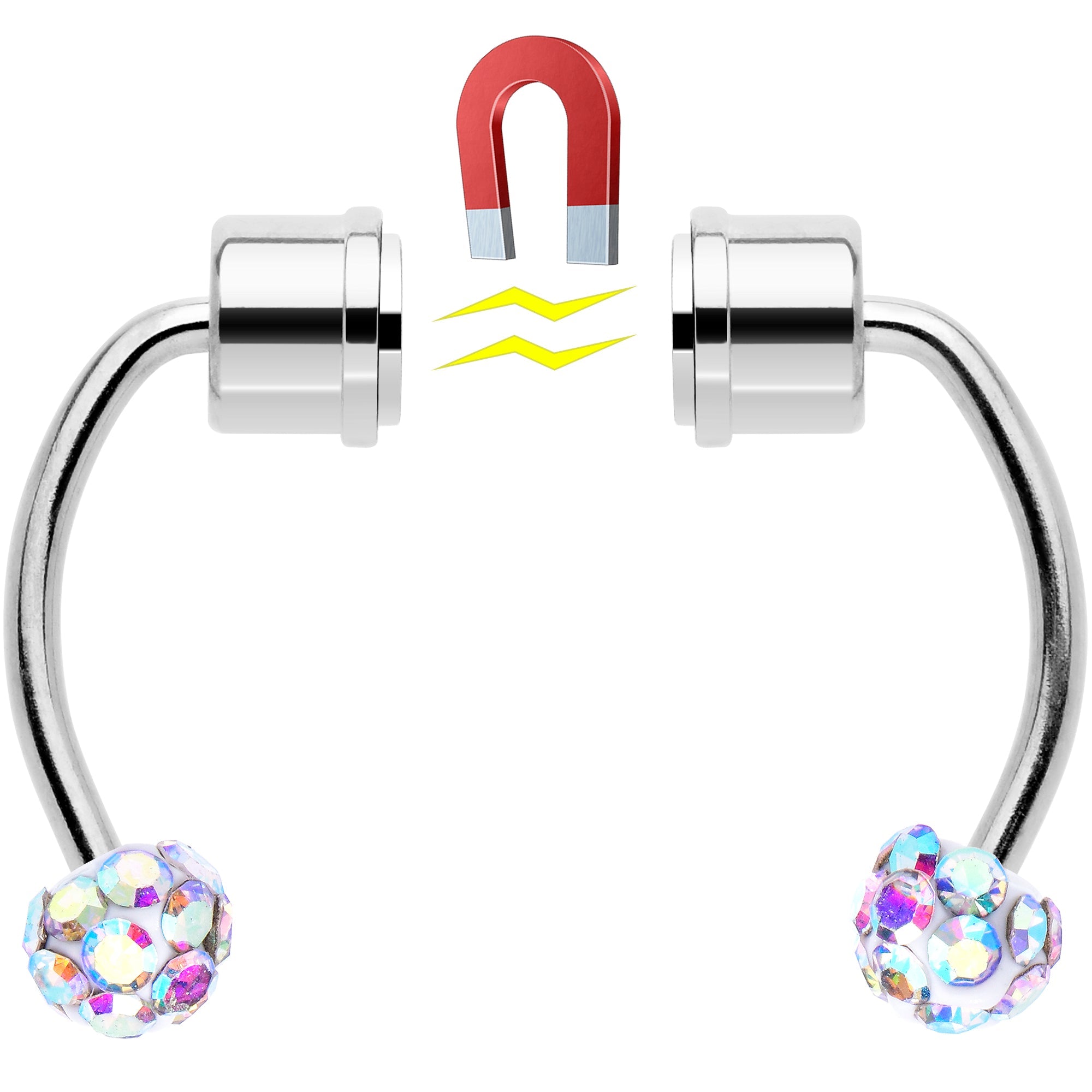 BodyCandy Aurora Gem Magnetic Septum Ring Horseshoe Non-Pierced Fake Nose Ring Set — side view