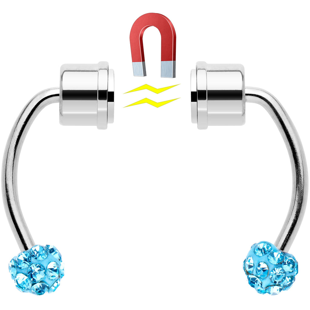 BodyCandy Blue Gem Magnetic Septum Ring Horseshoe Non-Pierced Fake Nose Ring Set — side view