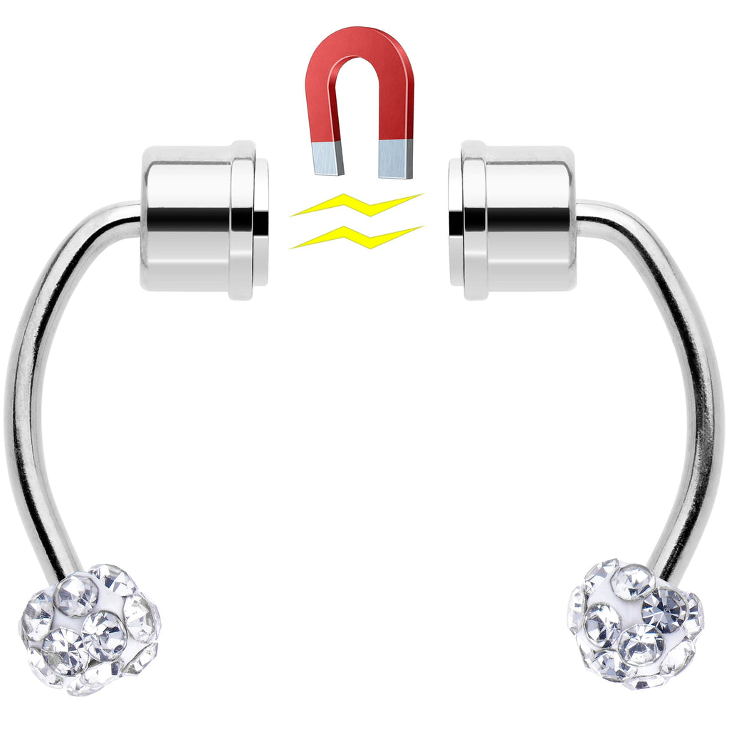 BodyCandy Clear Gem Magnetic Septum Ring Horseshoe Non-Pierced Fake Nose Ring Set — side view