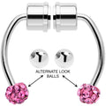 BodyCandy Pink Gem Magnetic Septum Ring Horseshoe Non-Pierced Fake Nose Ring Set — main product shot