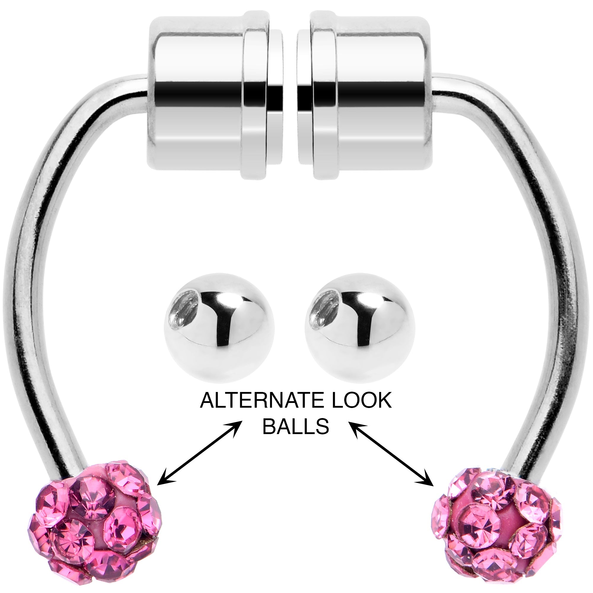 BodyCandy Pink Gem Magnetic Septum Ring Horseshoe Non-Pierced Fake Nose Ring Set — main product shot